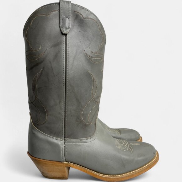 Acme Vintage Gray Leather Western Cowboy Work Boots Men's 12 - Picture 2 of 13